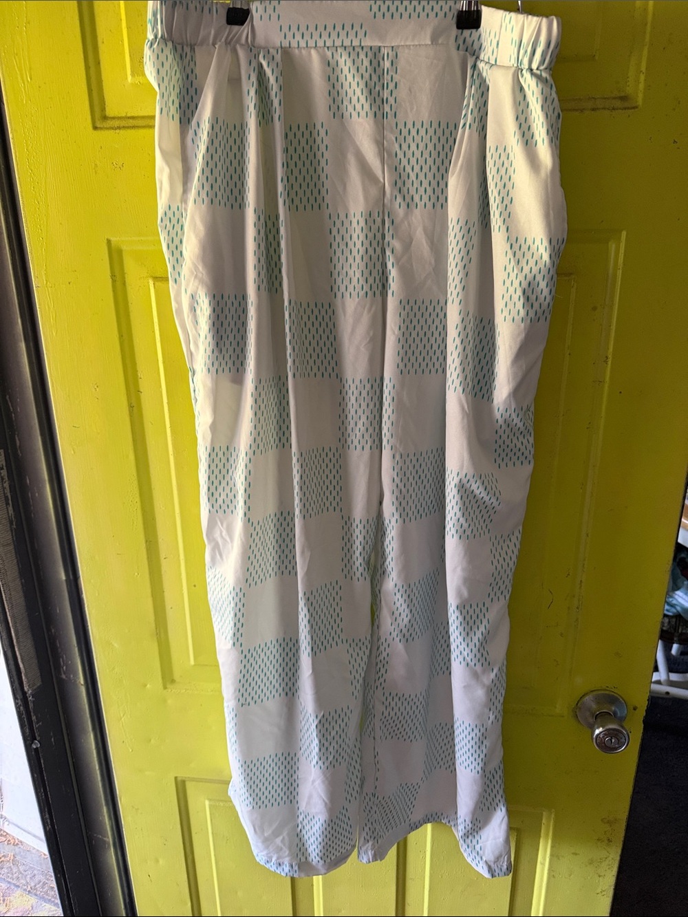 Light Blue & White Patterned Wide Leg Pants